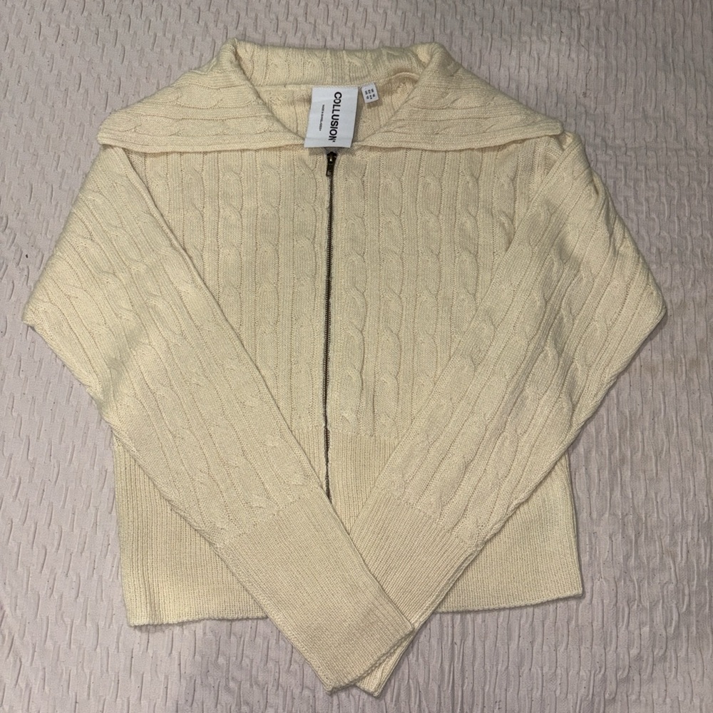 ASOS Cream Cable Knit Cardigan